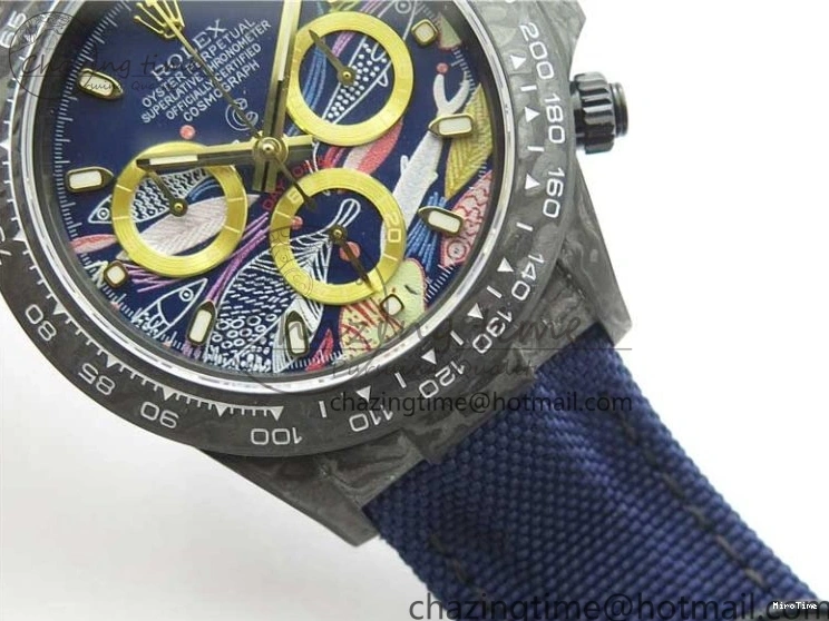 MiroTime 0406 Daytona DIW Carbon OMF Best Edition Blue Paint Dial on Deep Blue Nylon Strap A Tailored 2842